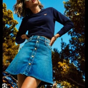 MOTHER Miranda Snap Down Mini Flare Skirt Denim Jean Size 27